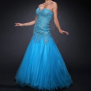 Tony Bowls Le Gala Gown in Turquoise